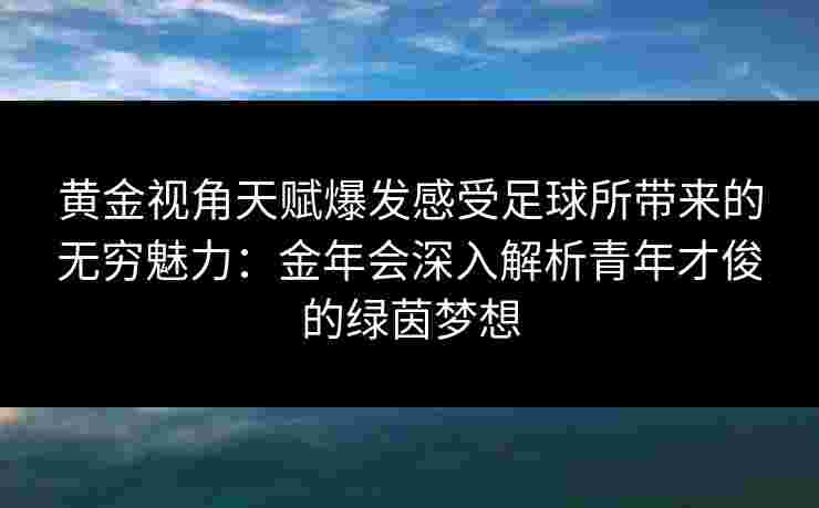 黄金视角天赋爆发感受足球所带来的无穷魅力：金年会深入解析青年才俊的绿茵梦想
