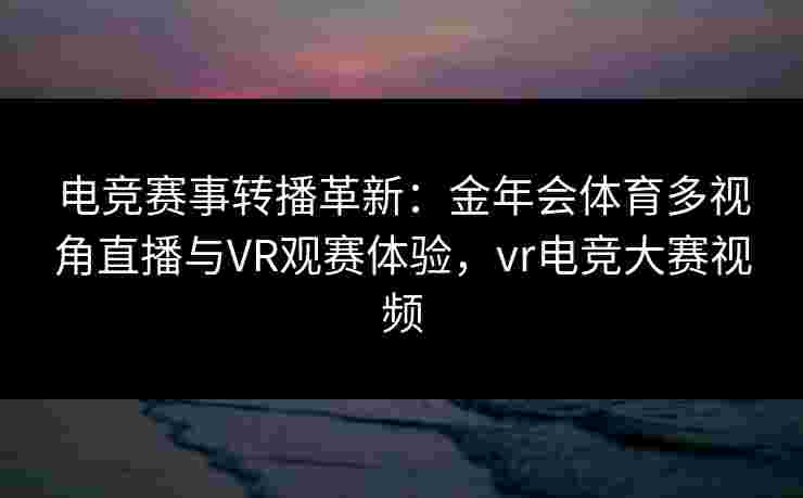 电竞赛事转播革新：金年会体育多视角直播与VR观赛体验，vr电竞大赛视频